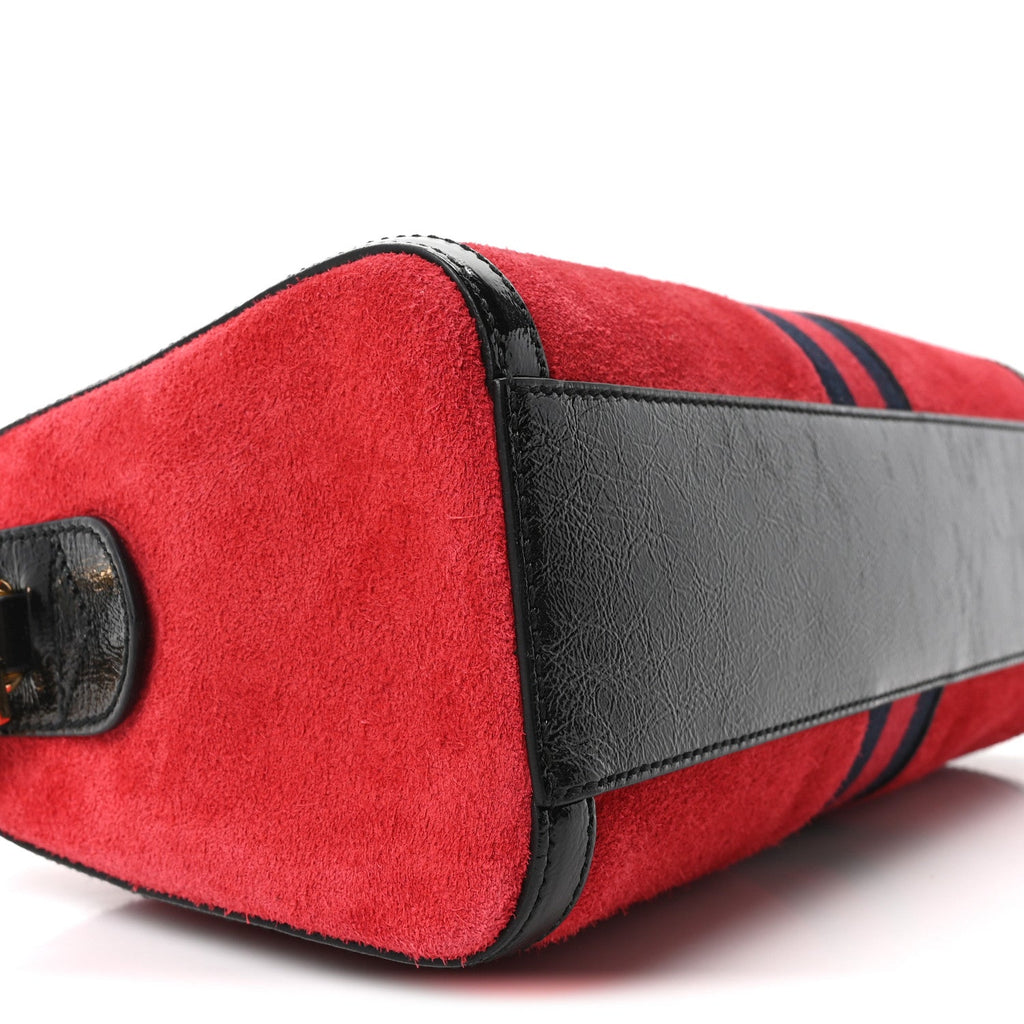 Suede Patent Web Medium Ophidia Boston Hibiscus Red Black