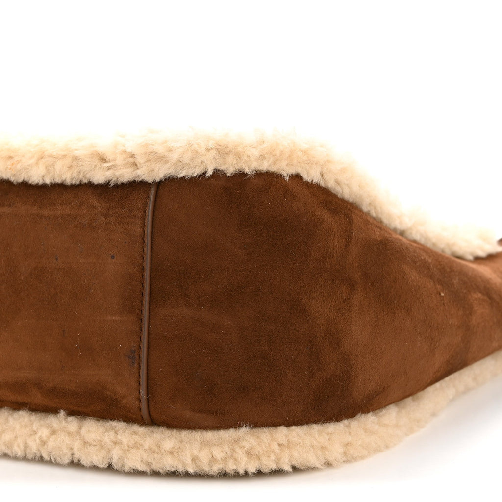 Suede Shearling Small Le 5 A 7 Soft Hobo  Dark Sigaro Natural Beige