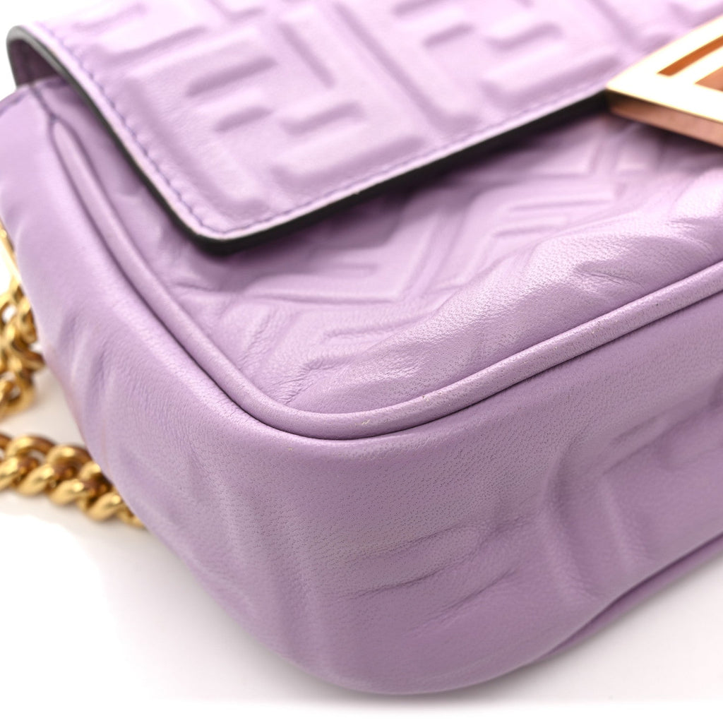 Nappa FF Embossed Small Midi Chain Baguette Violetta