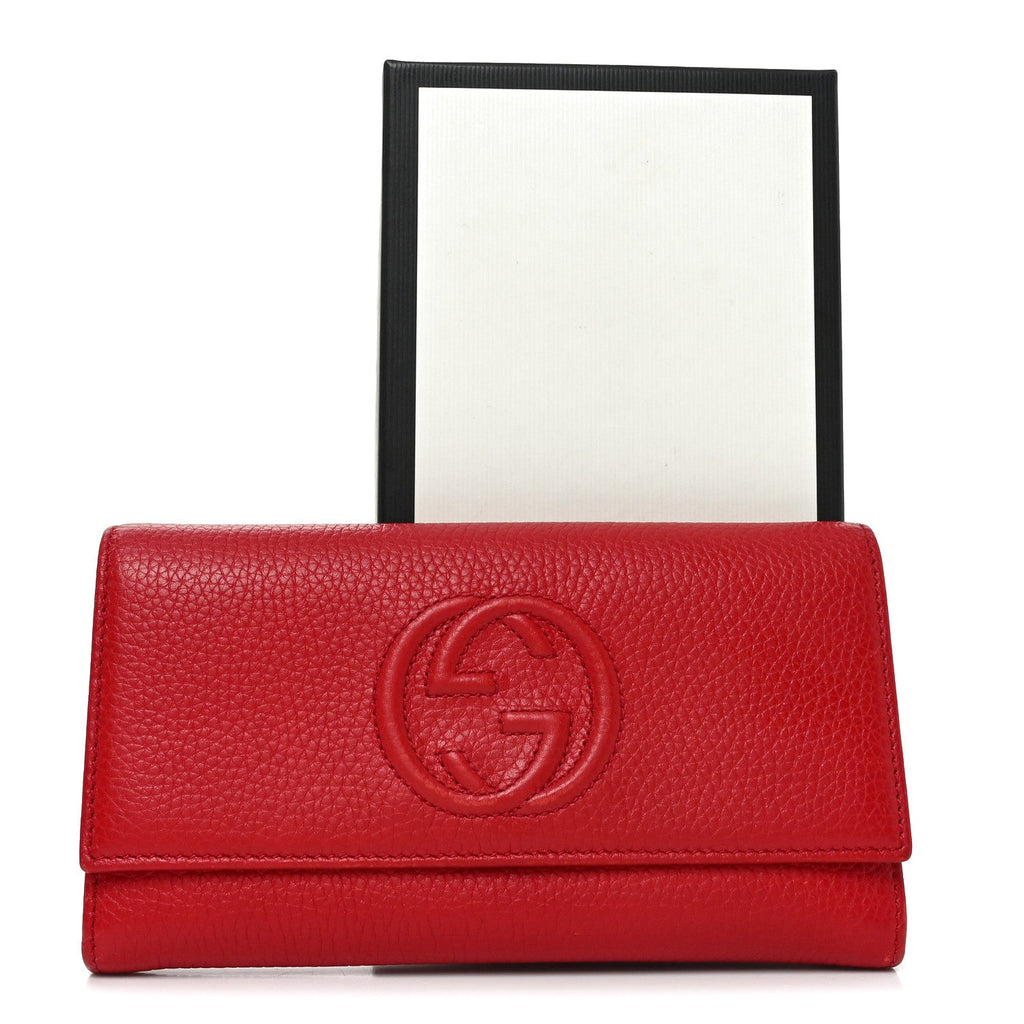 Pebbled Calfskin Large Soho Continental Wallet Red