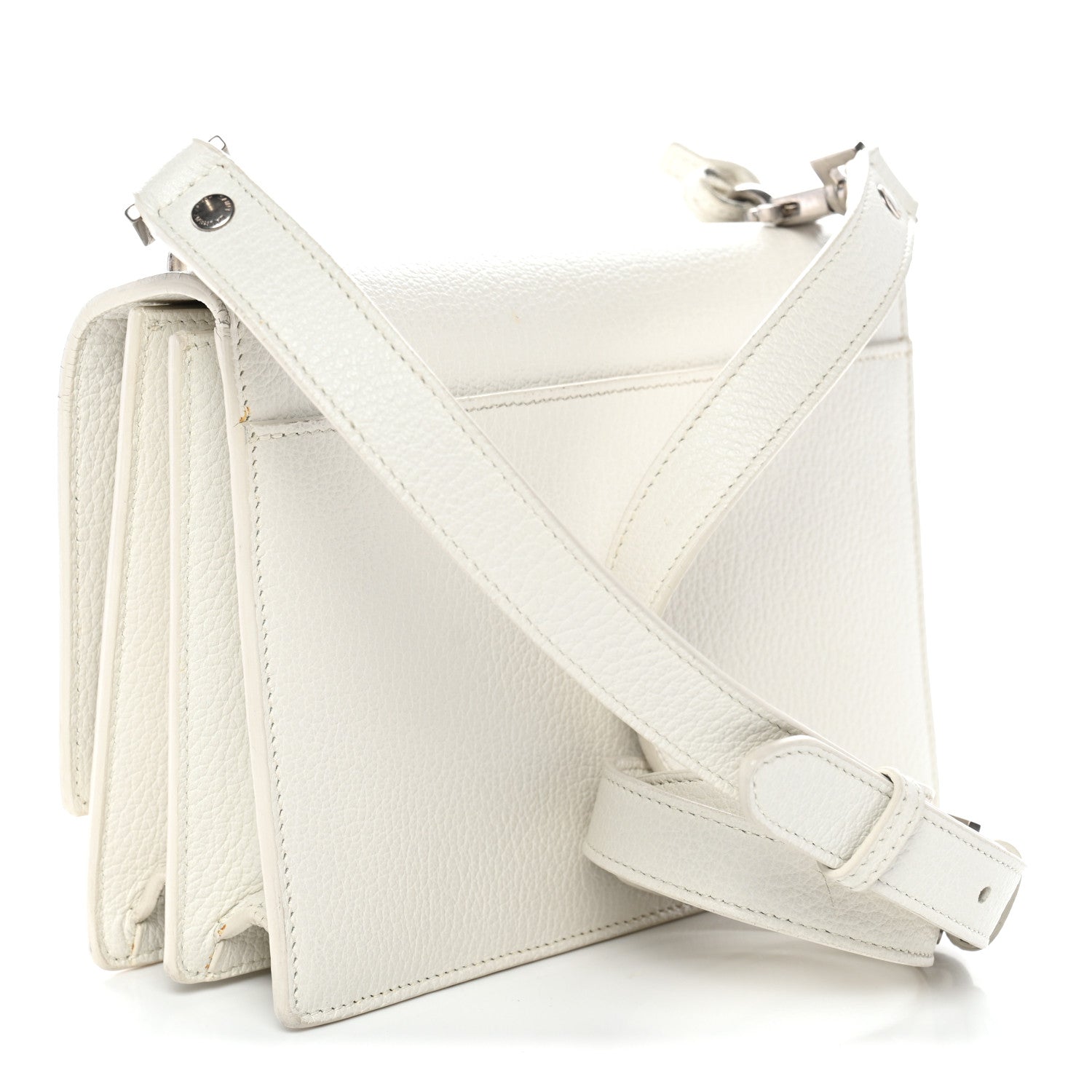 Grained Calfskin Medium Monogram Sunset Satchel White