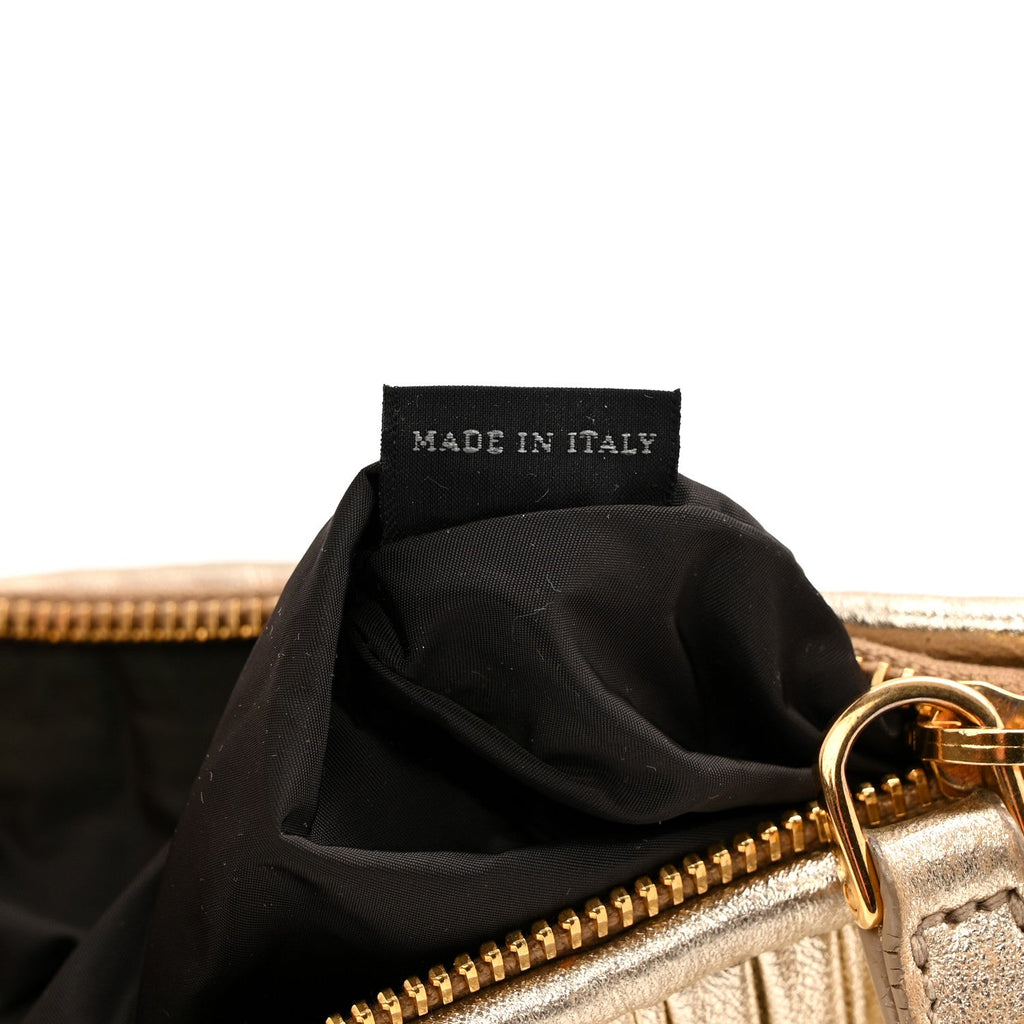 Metallic Nappa Plisse Long Clutch Gold