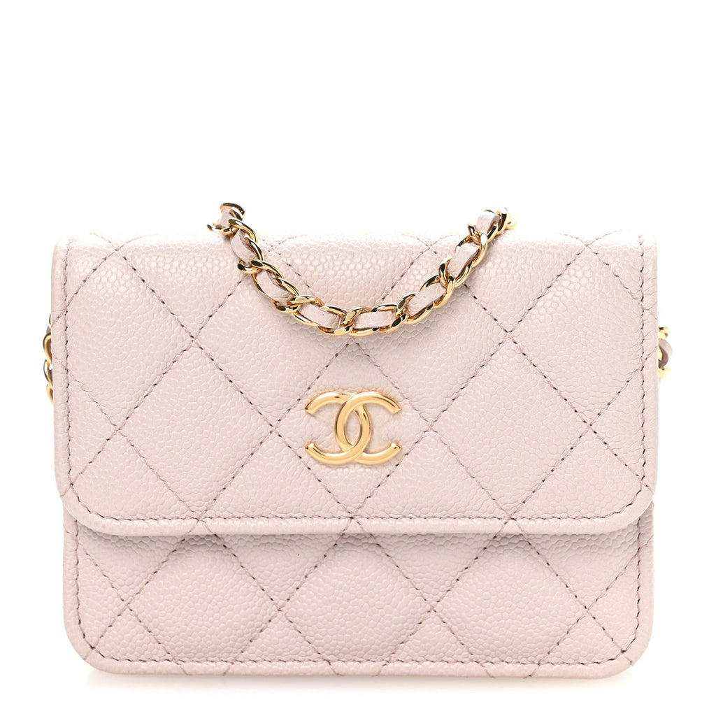 Caviar Quilted Miss Coco Clutch With Chain Light Purple