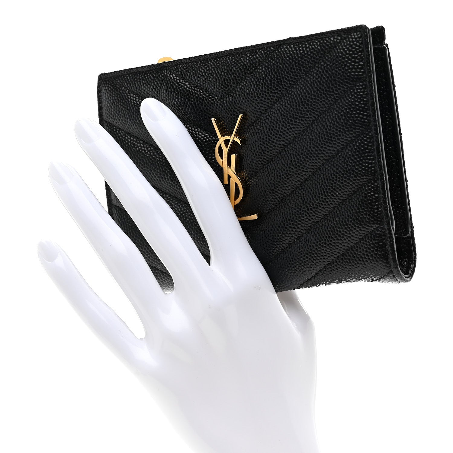 Grain De Poudre Matelasse Chevron Monogram Zipped  Case Black