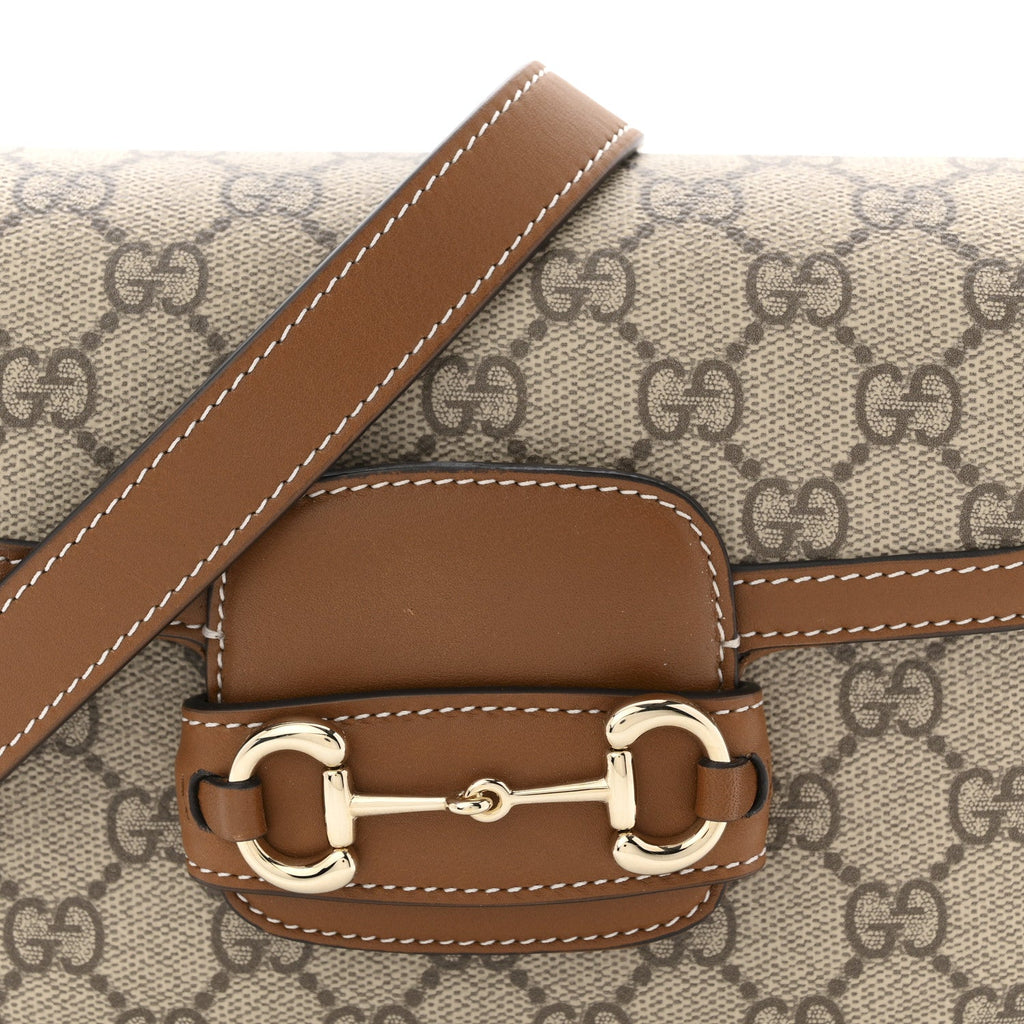 GG Supreme Monogram Duomo Lux Horsebit 1955 Soft Small Shoulder Bag Beige Ebony Sundial