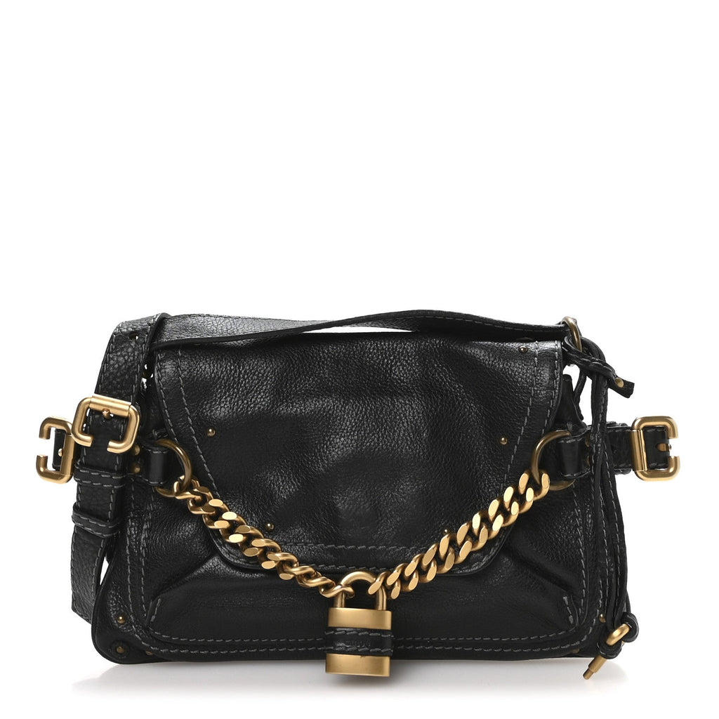 Calfskin Small Paddington Capsule Satchel Black