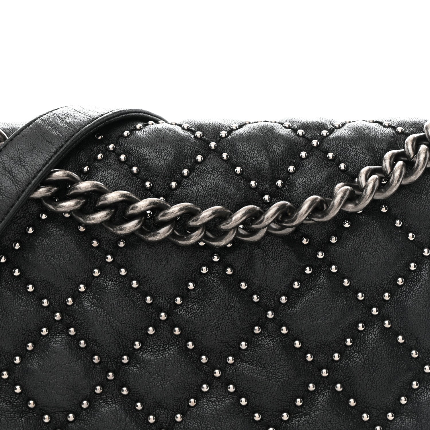 Crumpled Lambskin New Medium Studded Boy Flap Black