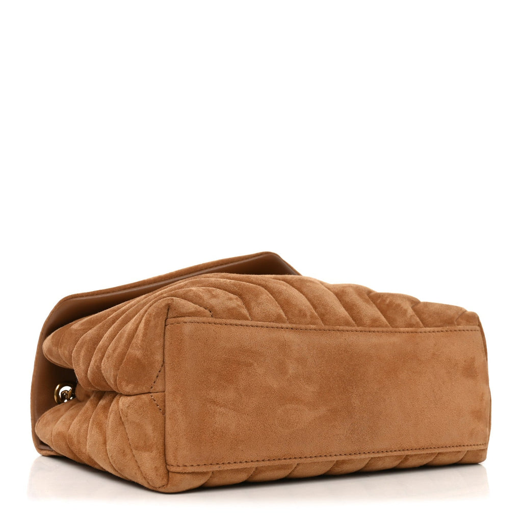 Suede Calfskin Y Quilted Monogram Small Loulou Chain Satchel Cinnamon