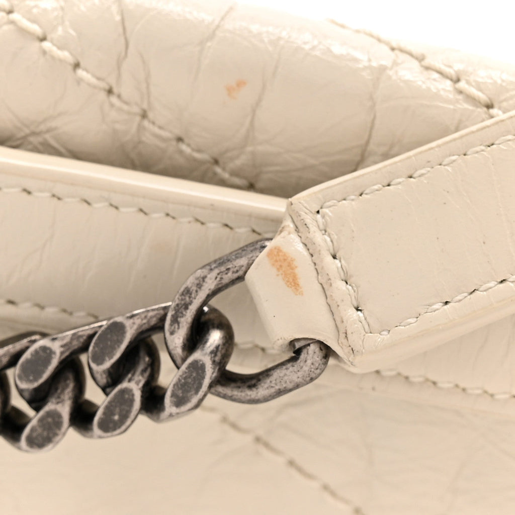 Crinkled Calfskin Matelasse Monogram Medium Niki Chain Satchel Crema Soft