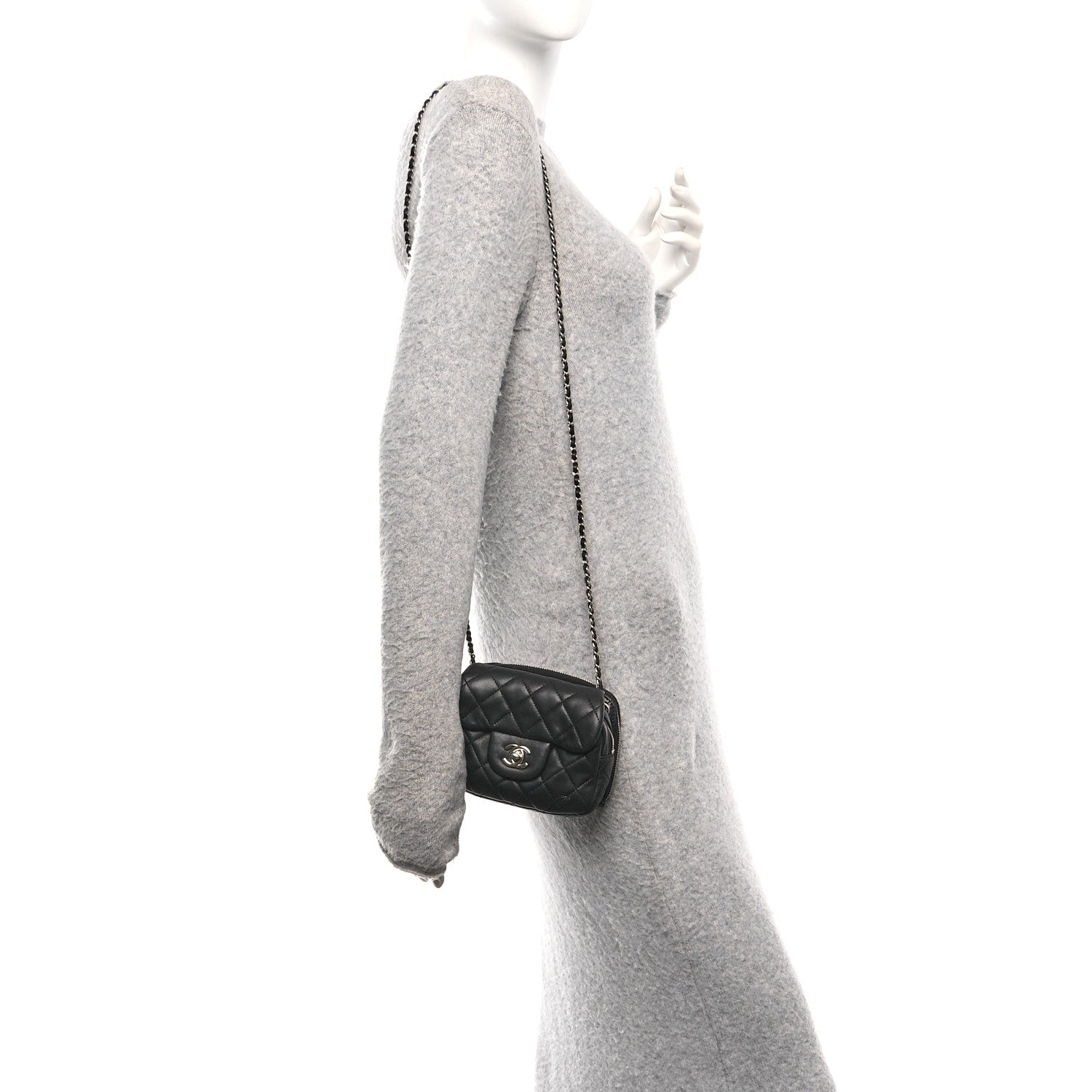 Lambskin Stitched New Mini Flap Black