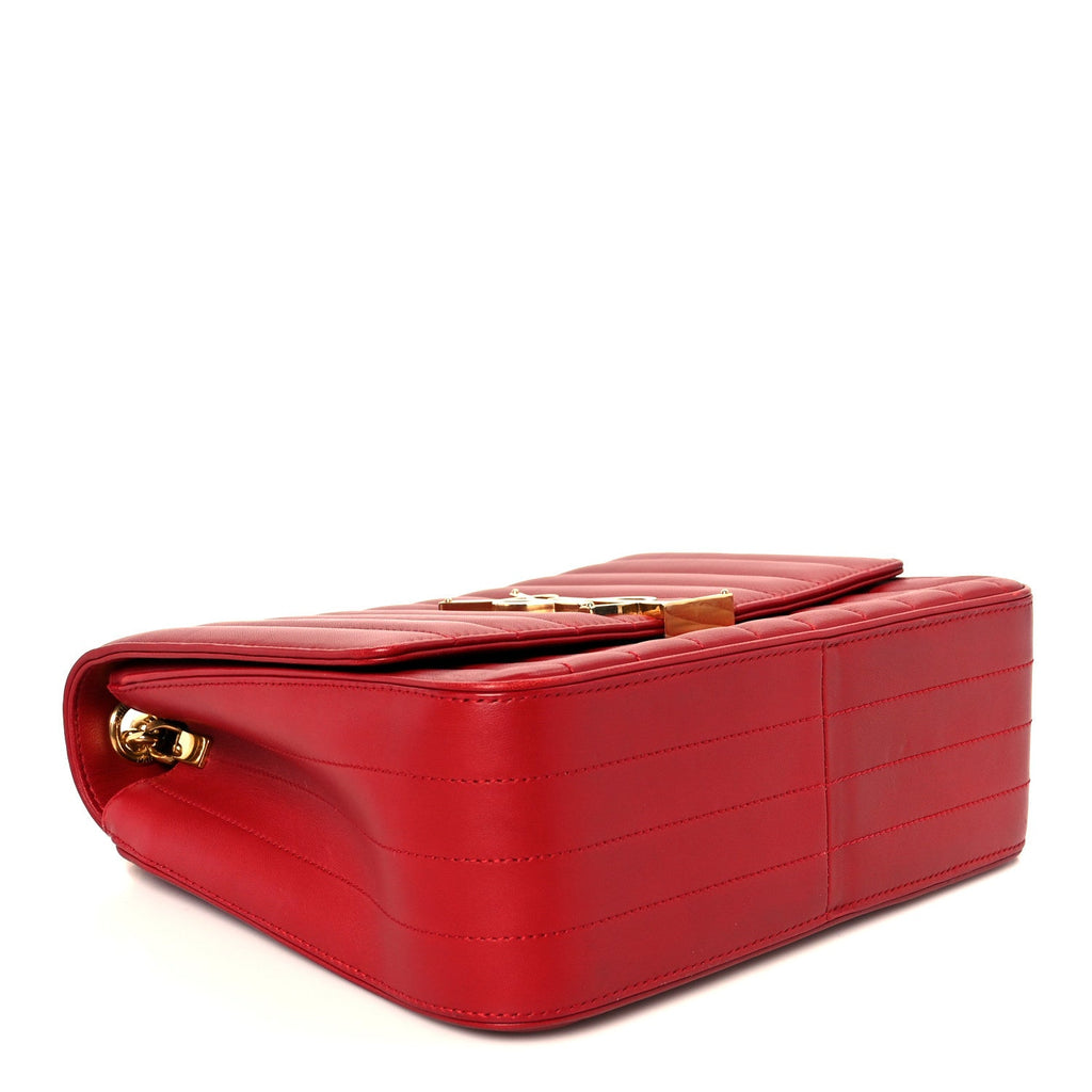 Lambskin Matelasse Monogram Large Vicky Chain Bag Rouge Eros