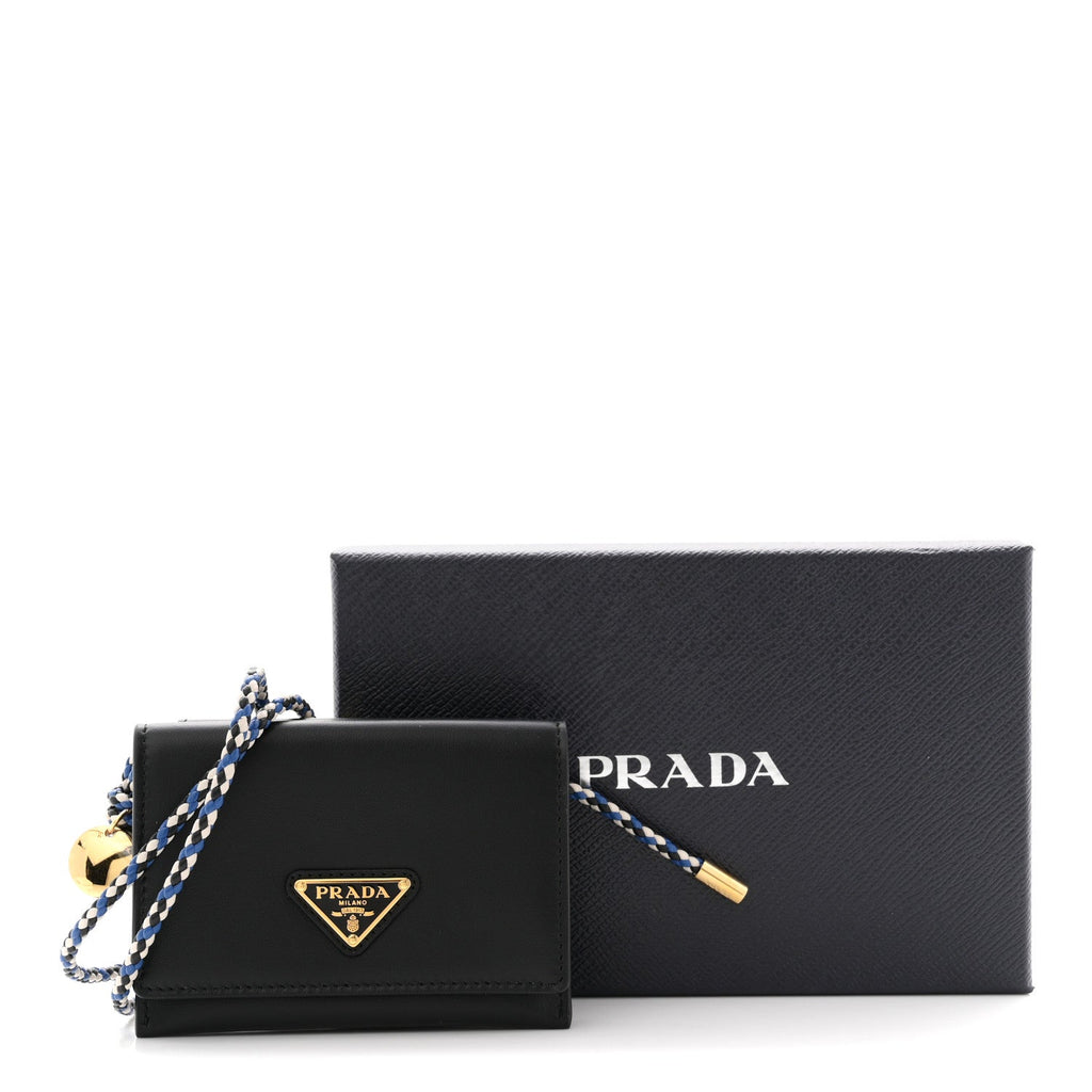 Vitello  Holder With Braided Strap Black