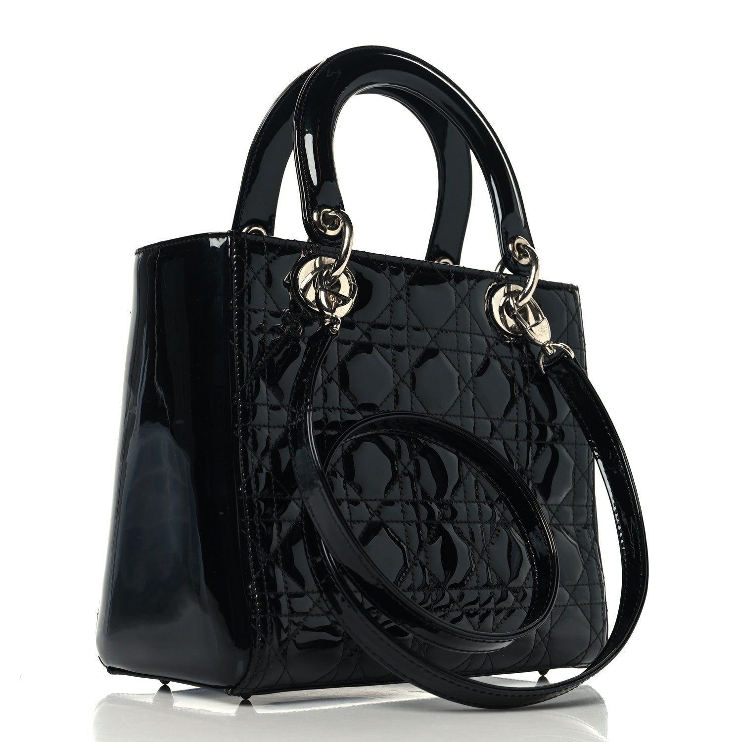 Patent Cannage Medium Lady Dior Black