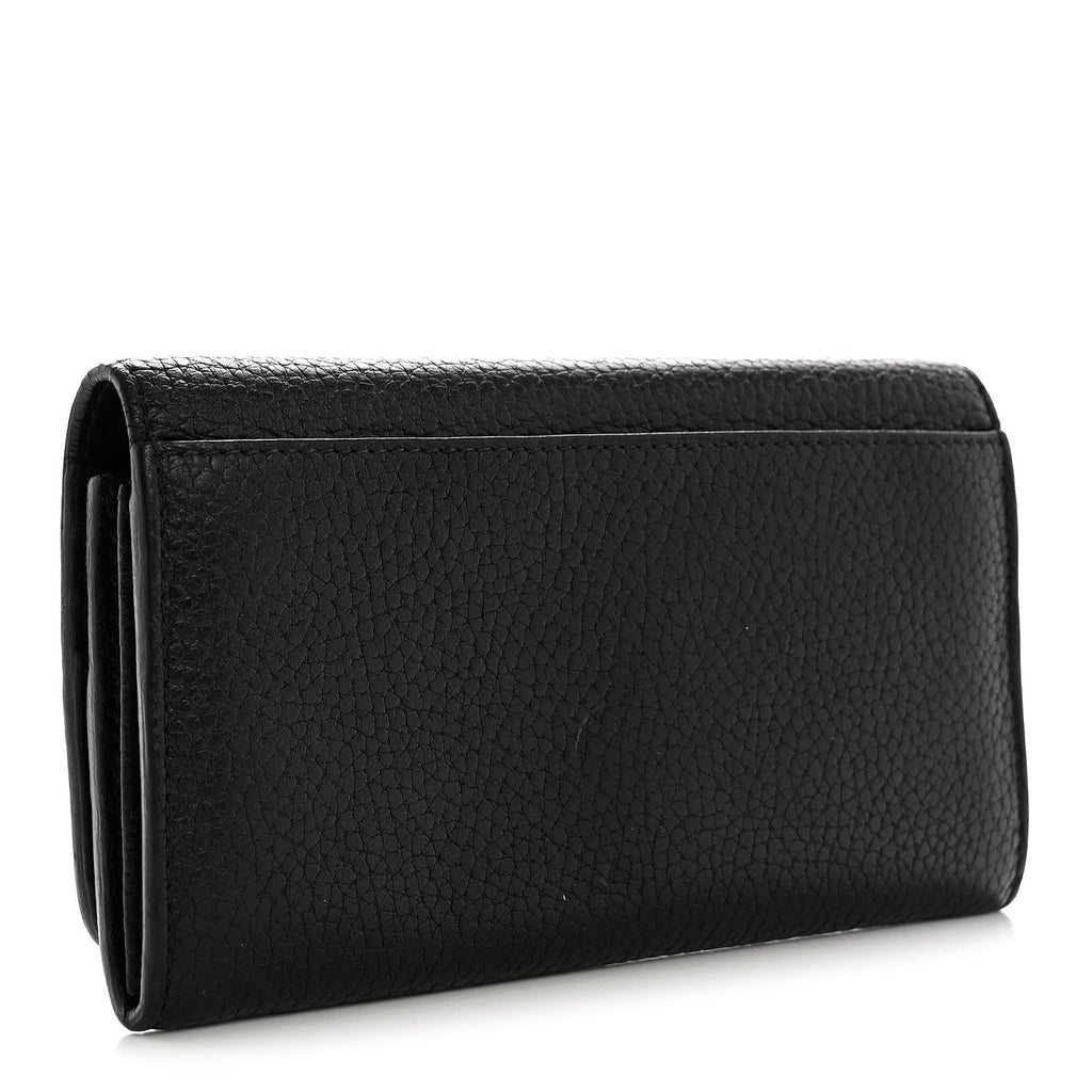 Grain Calfskin Continental Wallet Black