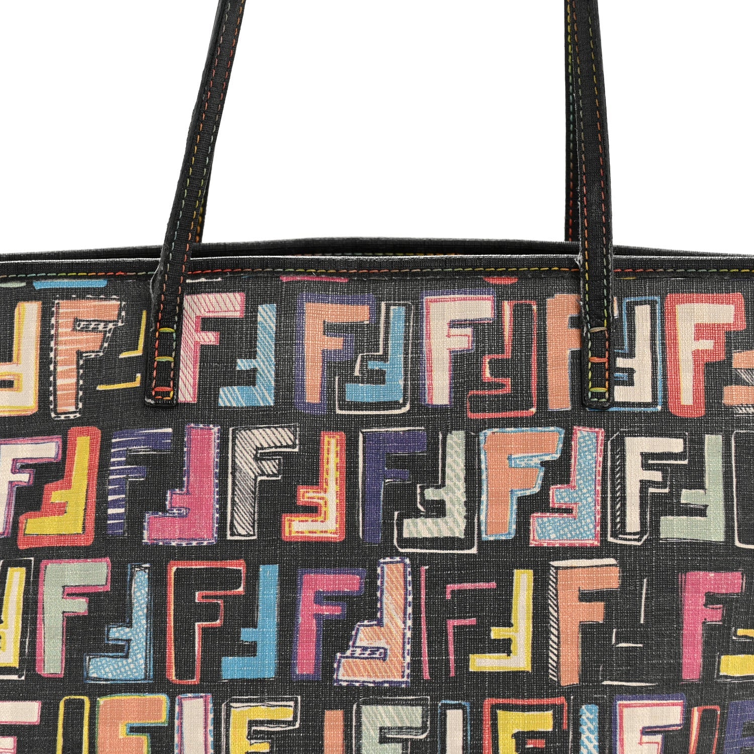 Zucca Spalmati Patent Zucchino Screen Print Medium Roll Tote Tobacco Multicolor Black