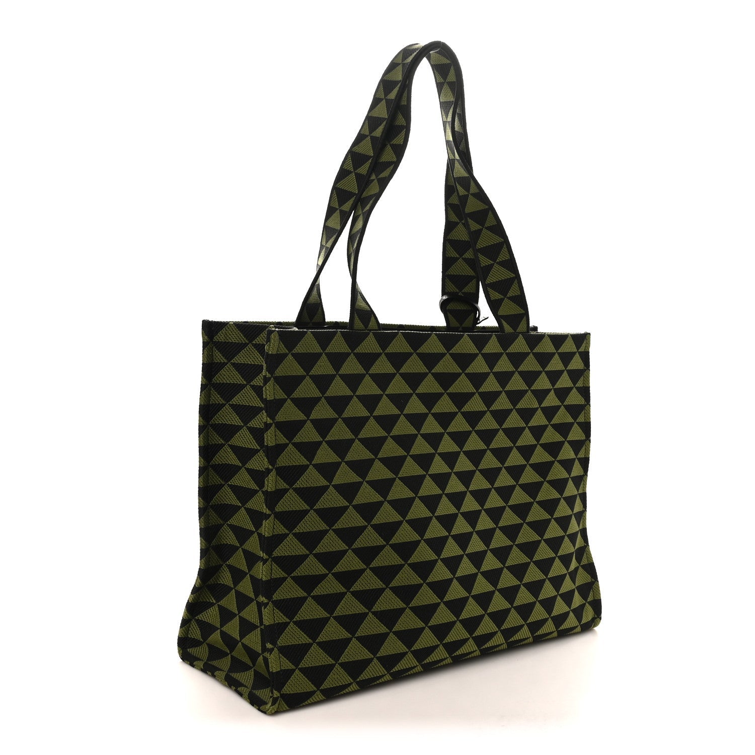 Jacquard Saffiano Triangolo Symbole Embroidered Shopping Tote Black Edera