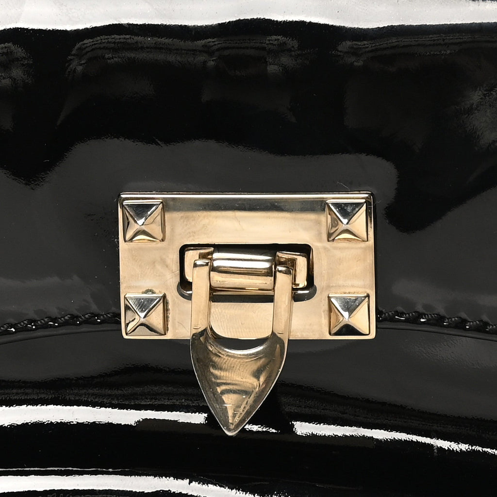 Patent Rockstud Flip Lock Flap Black