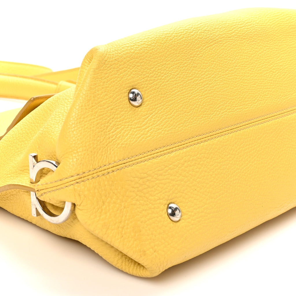 Calfskin Sofia Gancini Satchel Yellow