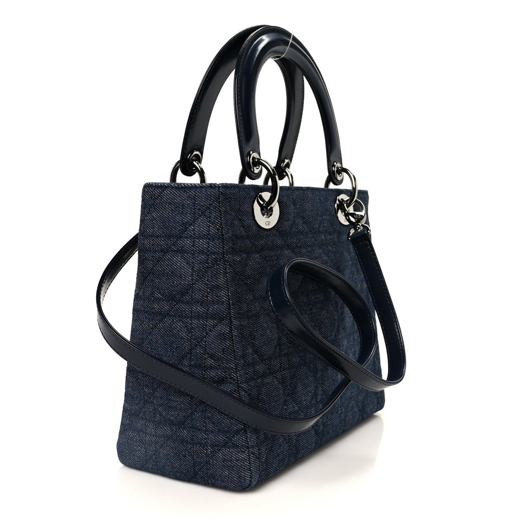 Denim Cannage Medium Lady Dior Blue Black