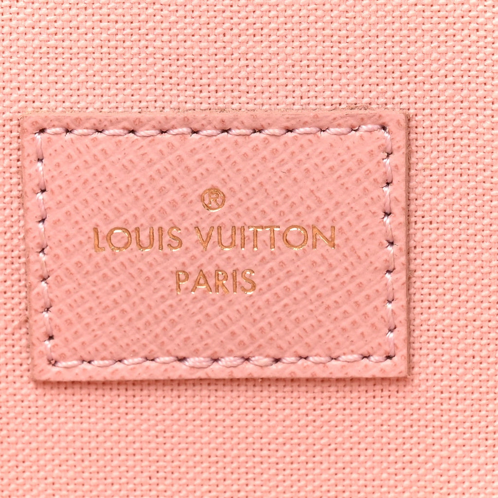 Damier Azur Pochette Felicie Chain Wallet Rose Ballerine