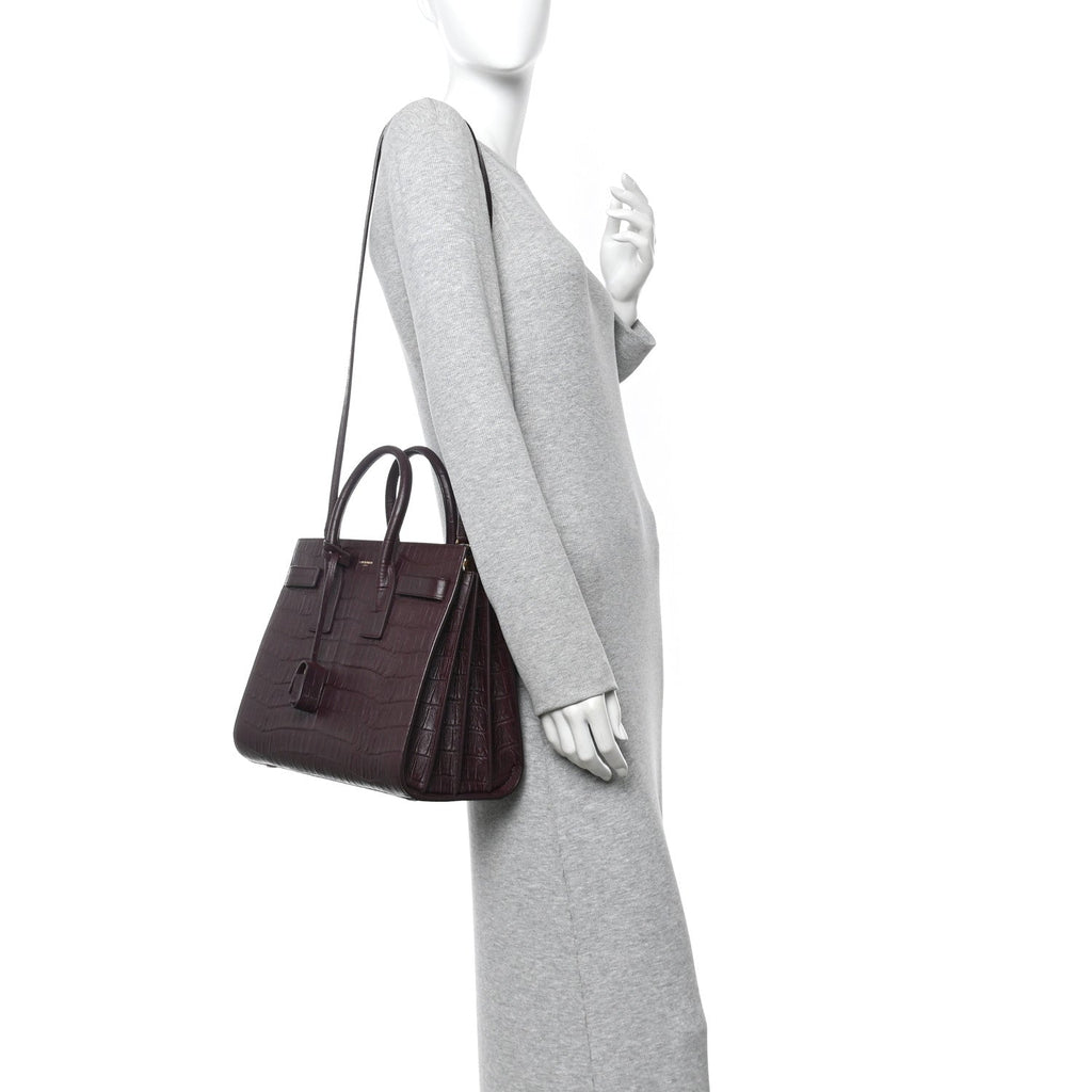 Calfskin Crocodile Embossed Small Sac De Jour Amarena