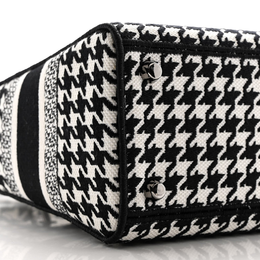 Canvas Houndstooth Embroidered Medium Lady D-Lite Black White