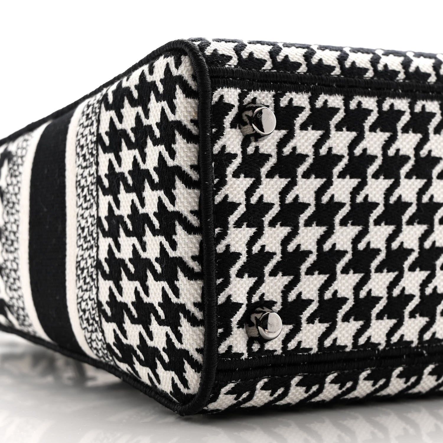 Canvas Houndstooth Embroidered Medium Lady D-Lite Black White