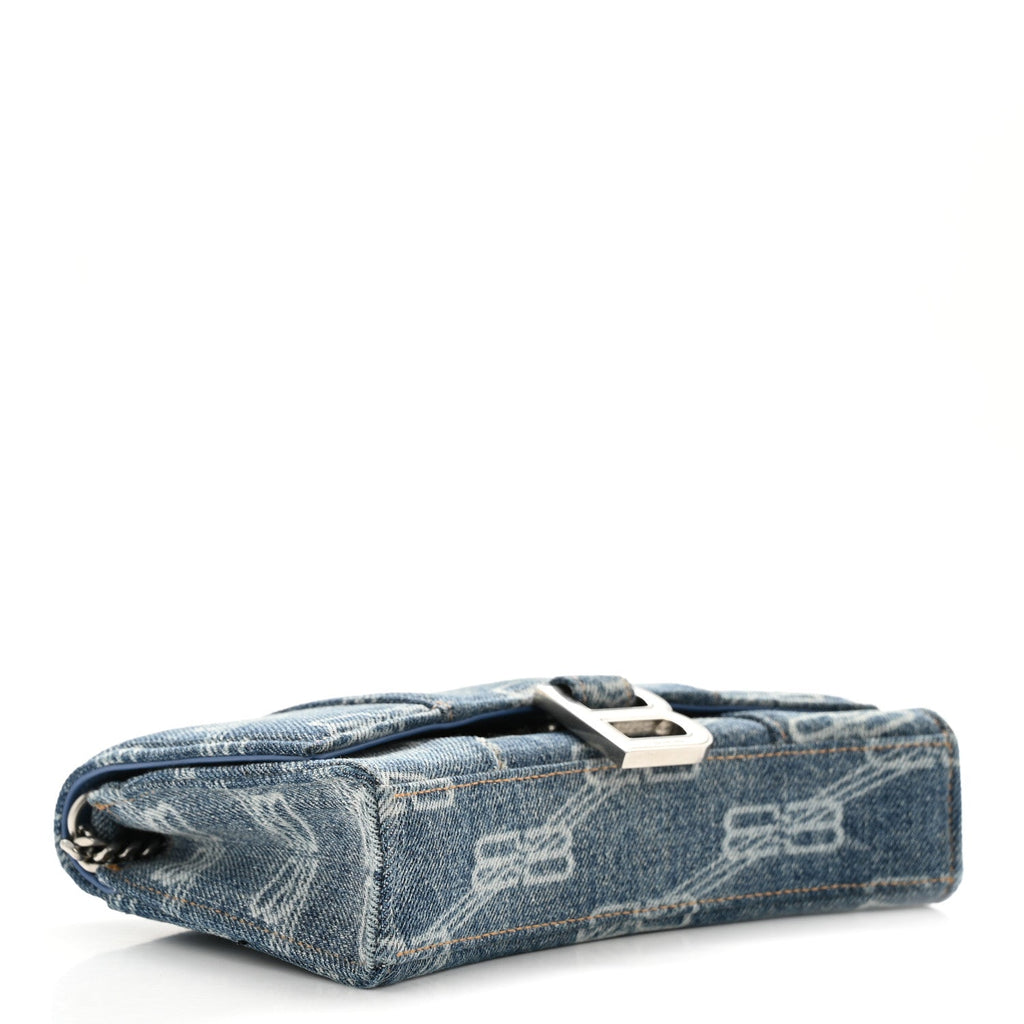 Denim BB Monogram Hourglass Chain Bag Blue