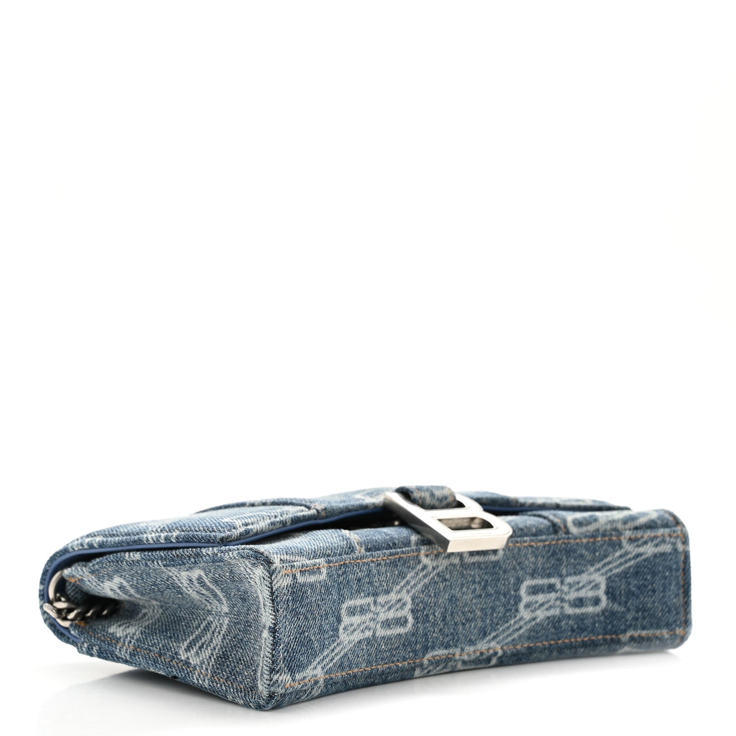 Denim BB Monogram Hourglass Chain Bag Blue