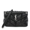 Lambskin Quilted Small Loulou Puffer Monogram Chain Satchel Black