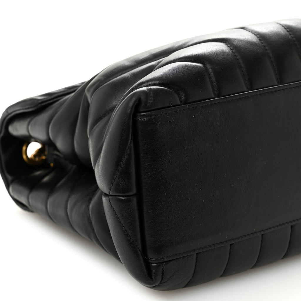 Calfskin Y Quilted Monogram Medium Loulou Chain Satchel Black