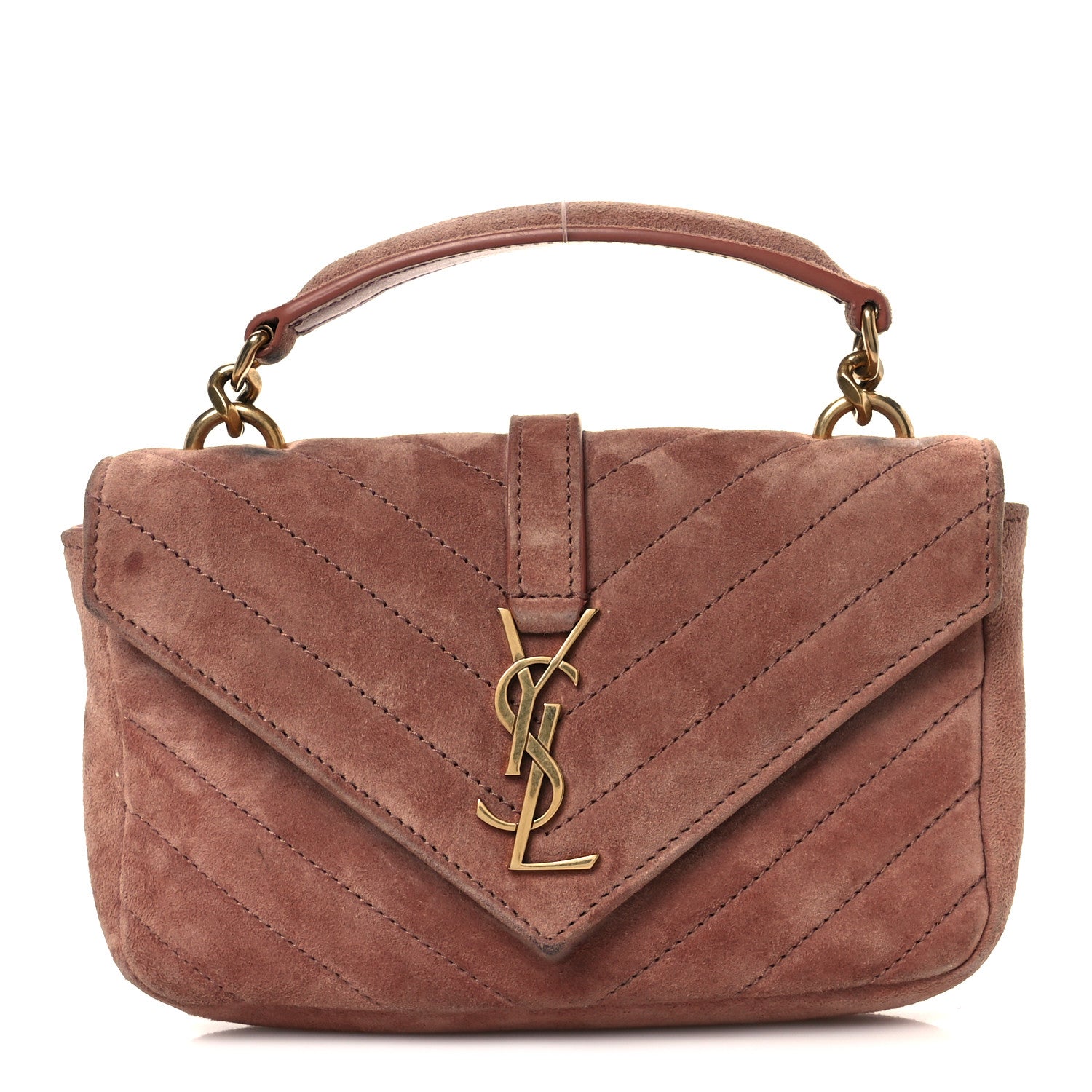 Suede Matelasse Chevron Monogram Mini College Bag Barely Pink