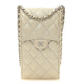 Metallic Caviar Quilted Classic Phone Holder Gold