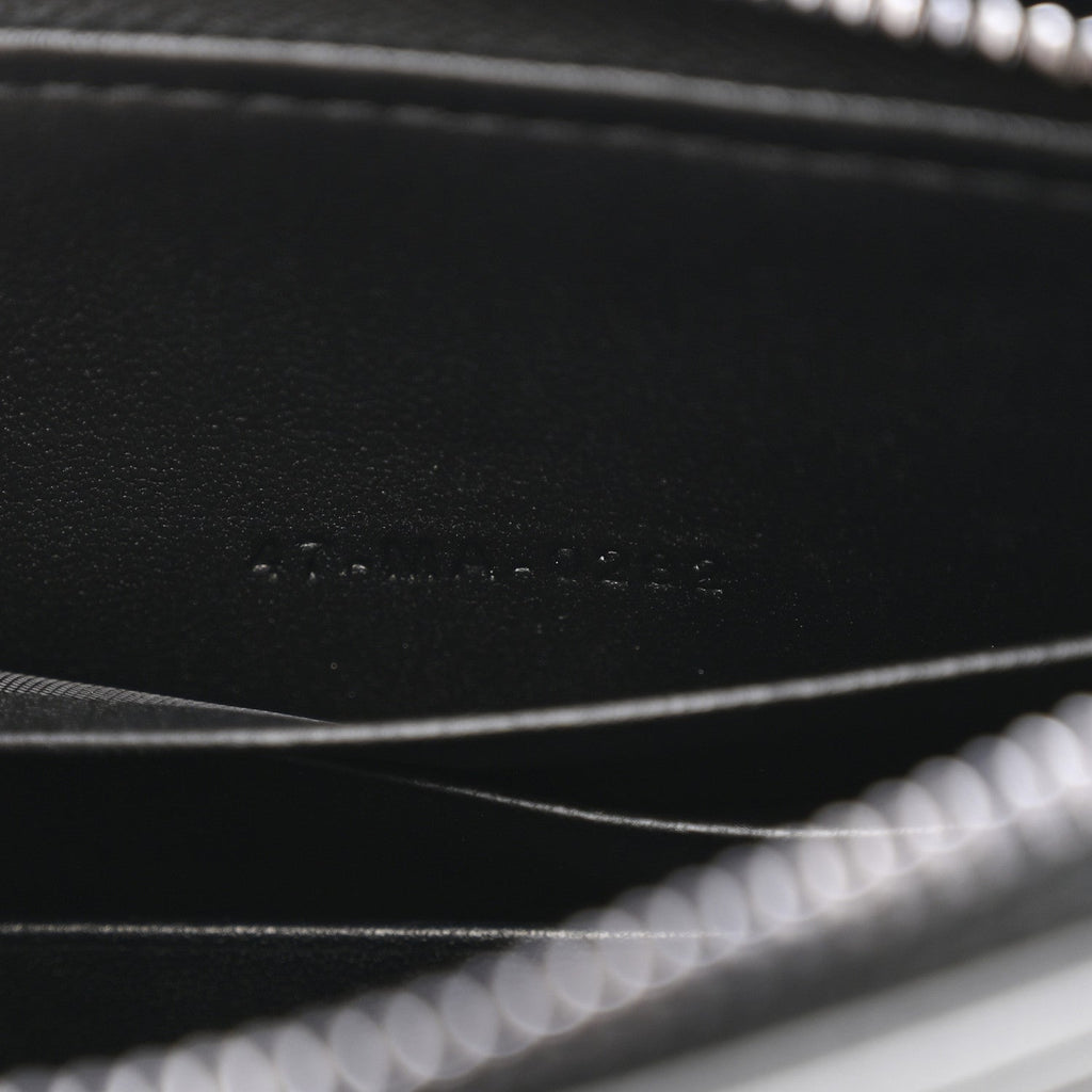 Calfskin Macrocannage Diamond Caro Zipped Pouch With Chain Black