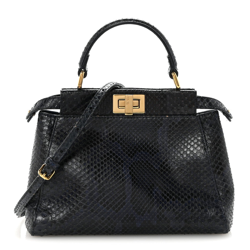 Python Shiny Nappa Mini Peekaboo Iconic Satchel Blue Jeans