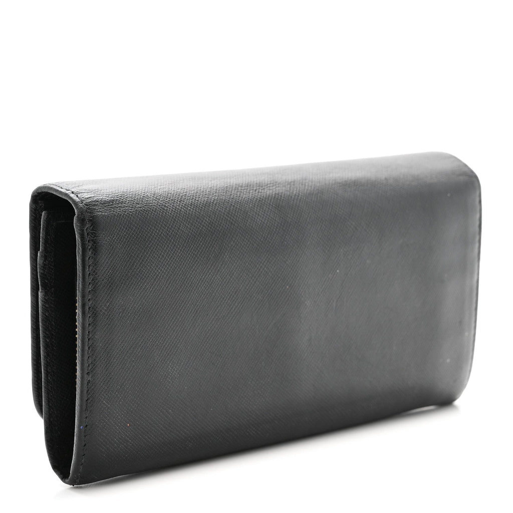 Saffiano Metal Continental Flap Wallet Black