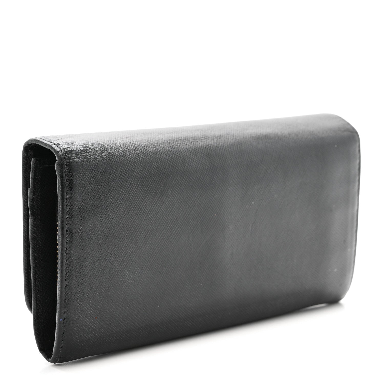 Saffiano Metal Continental Flap Wallet Black
