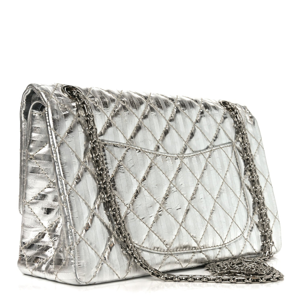 Metallic Calfskin Striped 2.55 Reissue 226 Silver