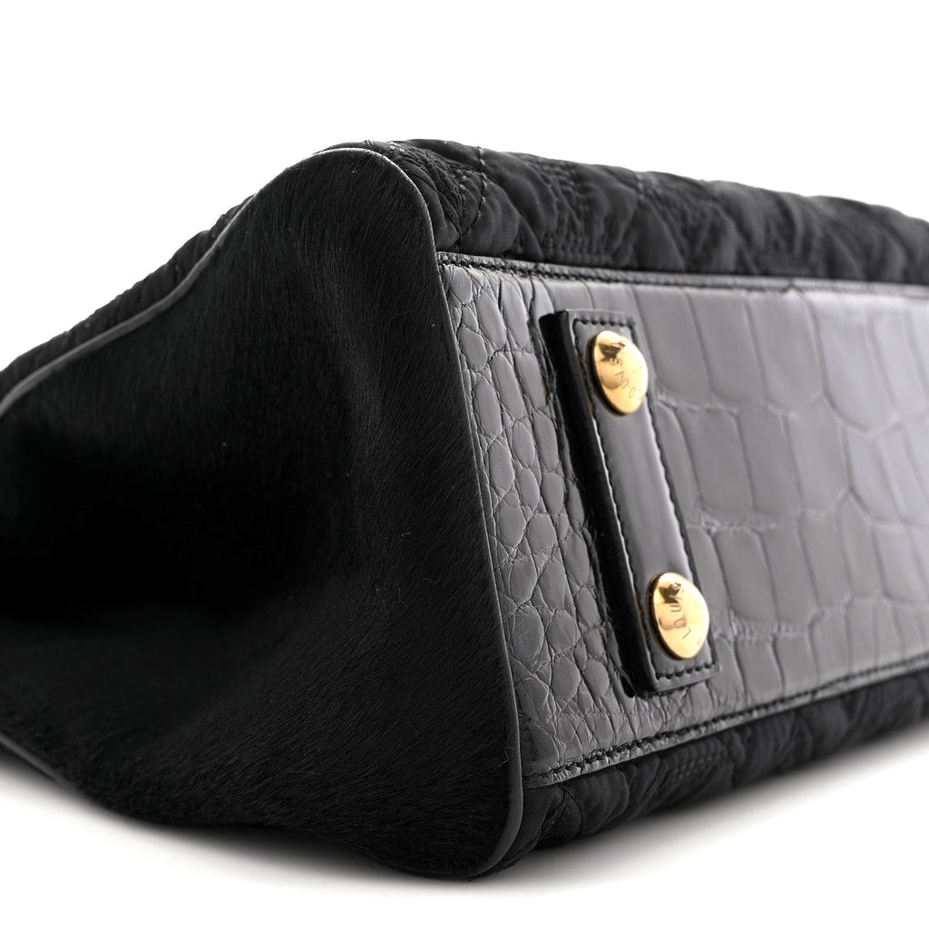 Monogram Silk Pony Hair Alligator Trim Linda Black