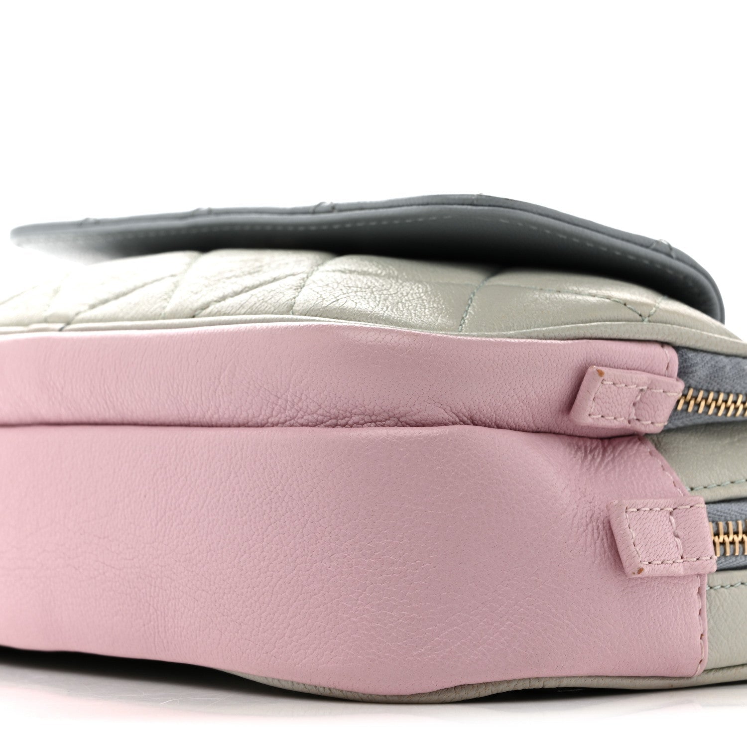 Goatskin Quilted Waist Bag Green Blue Pink