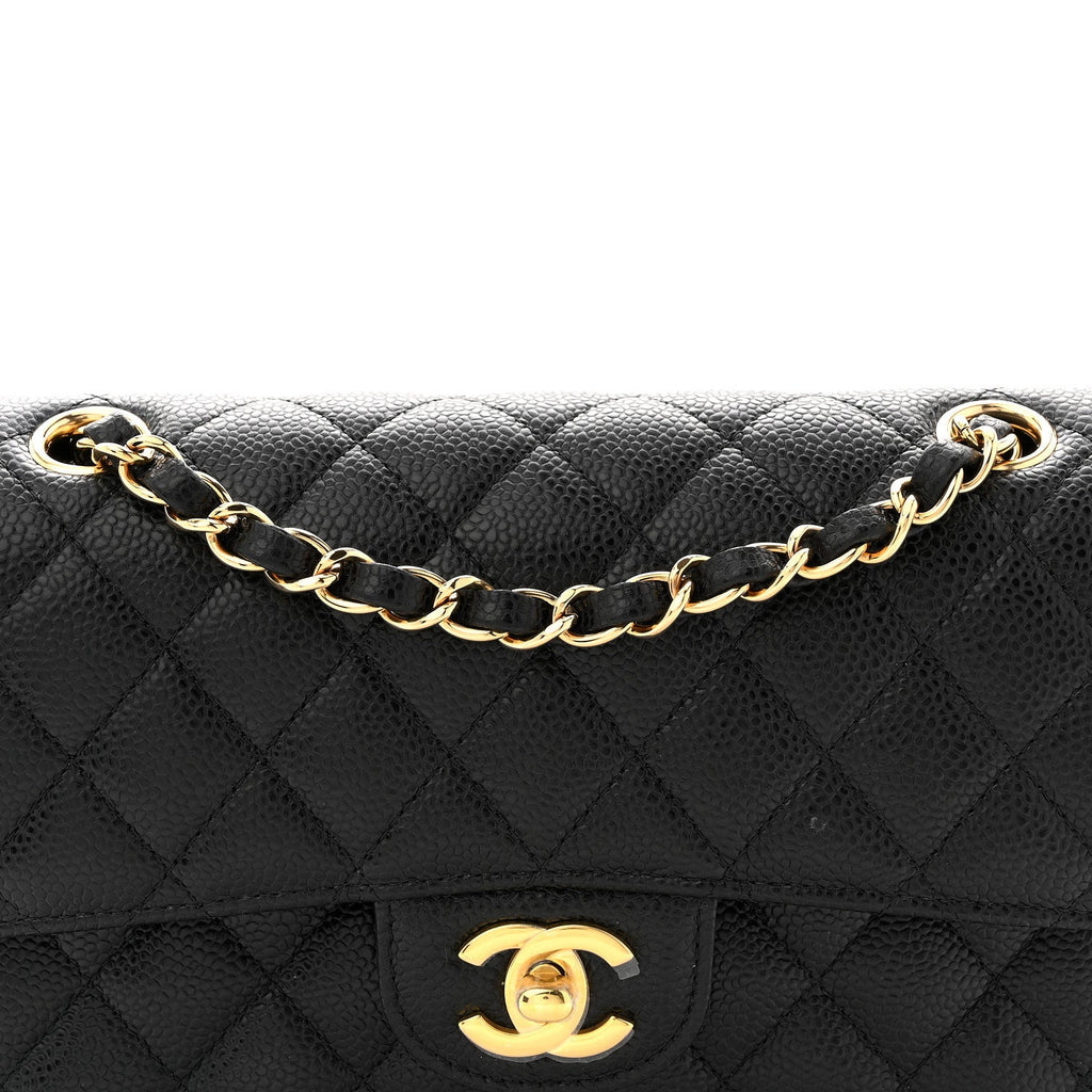 Caviar Quilted Small Double Flap Black