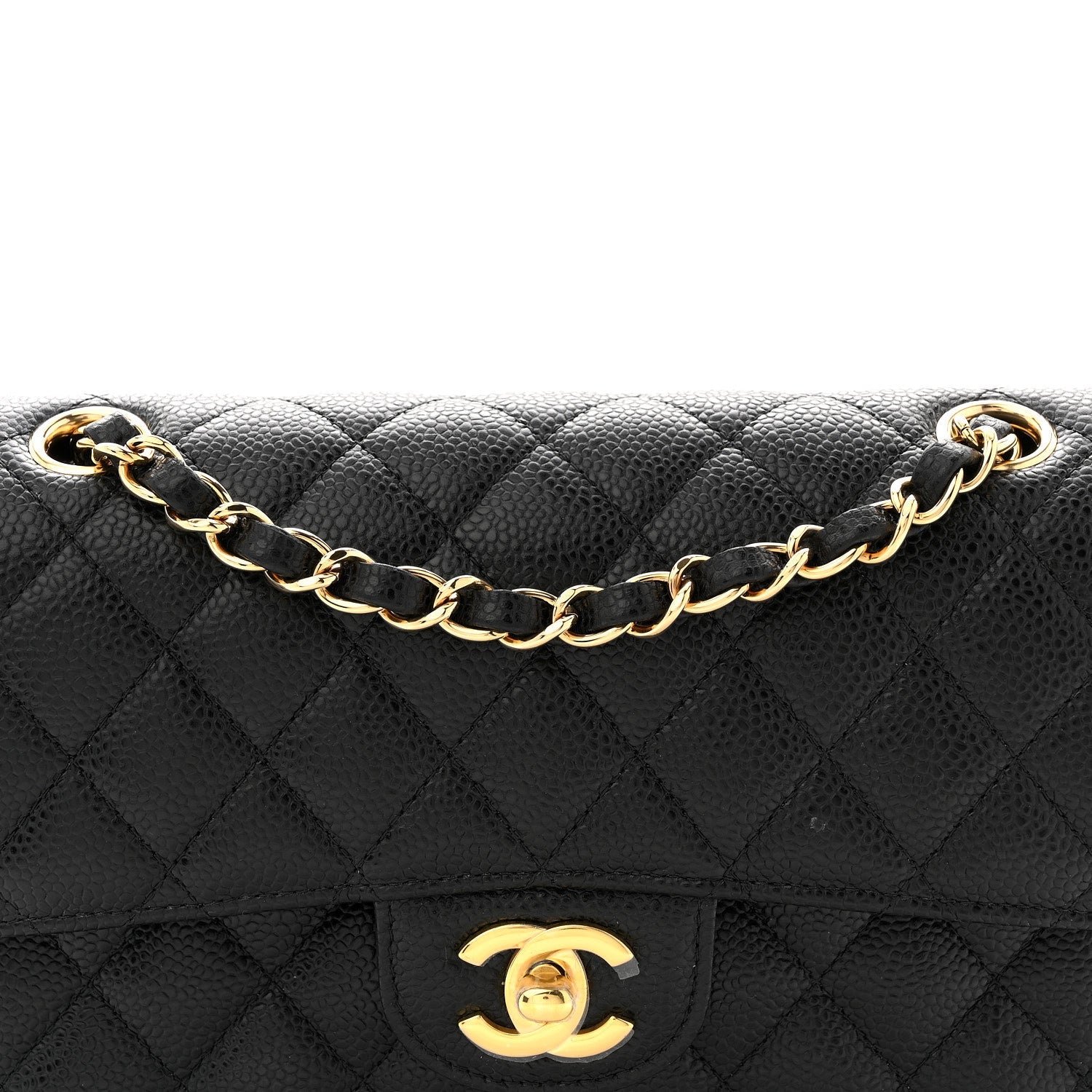 Caviar Quilted Small Double Flap Black