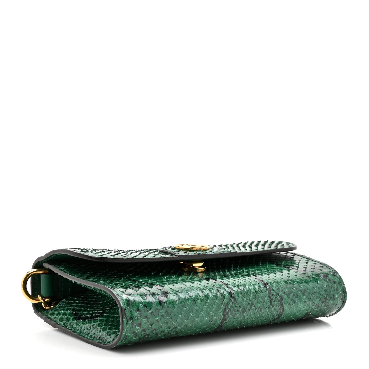 Snakeskin Mini Diana Bamboo Top Handle Clutch Emerald