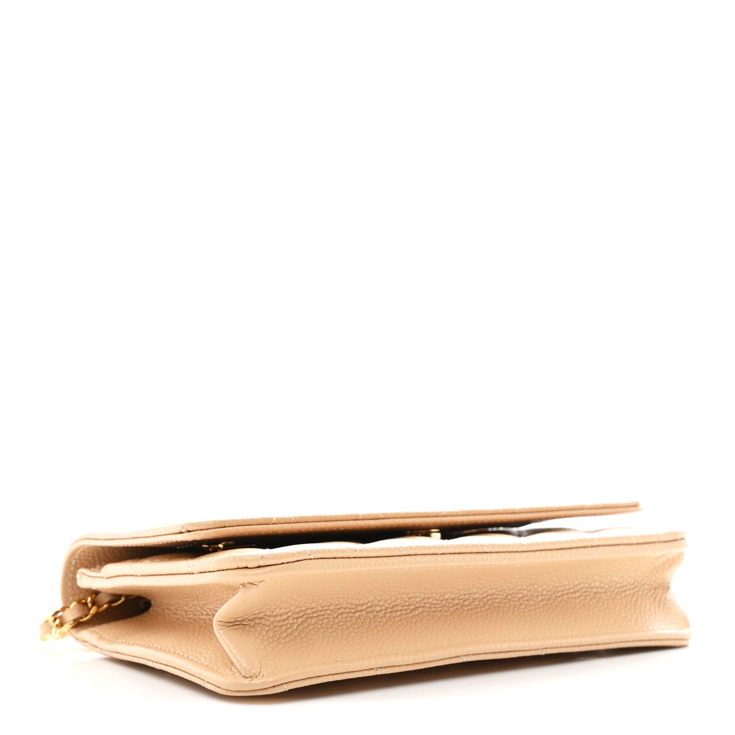 Caviar Quilted Wallet on Chain WOC Beige