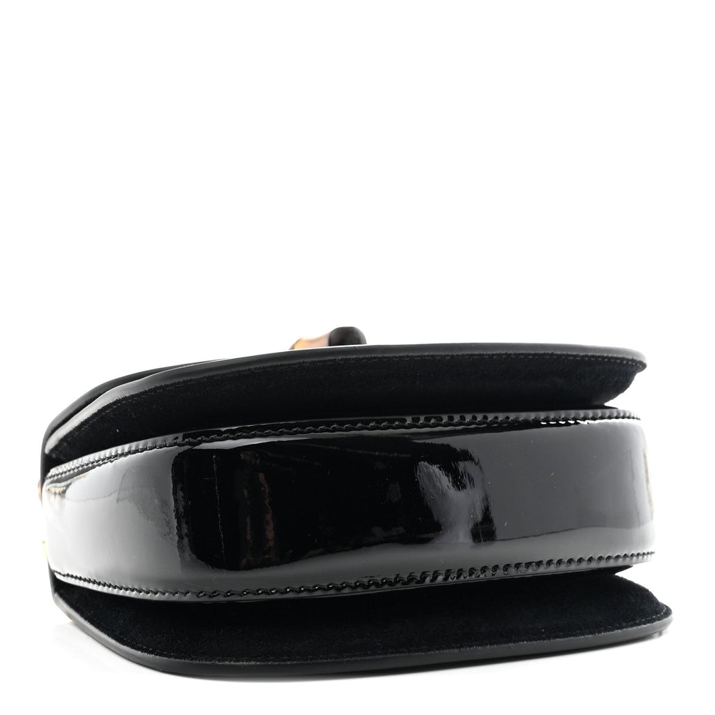 Patent Crystal Mini Bamboo 1947 Top Handle Chain Bag Black
