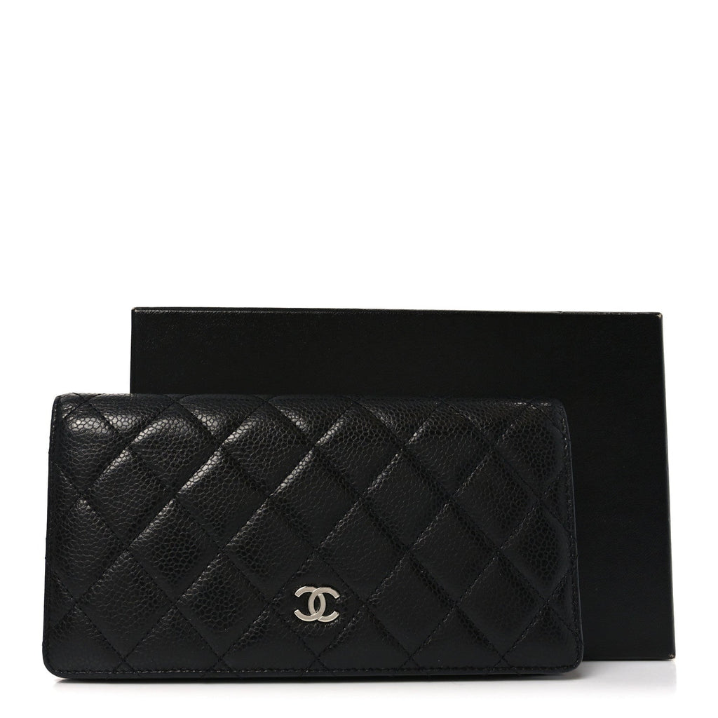 Caviar Quilted Yen Wallet Black
