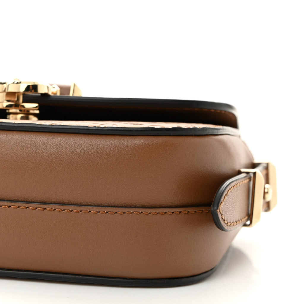 Calfskin Small Varenne Logo Embossed Shoulder Bag Brown