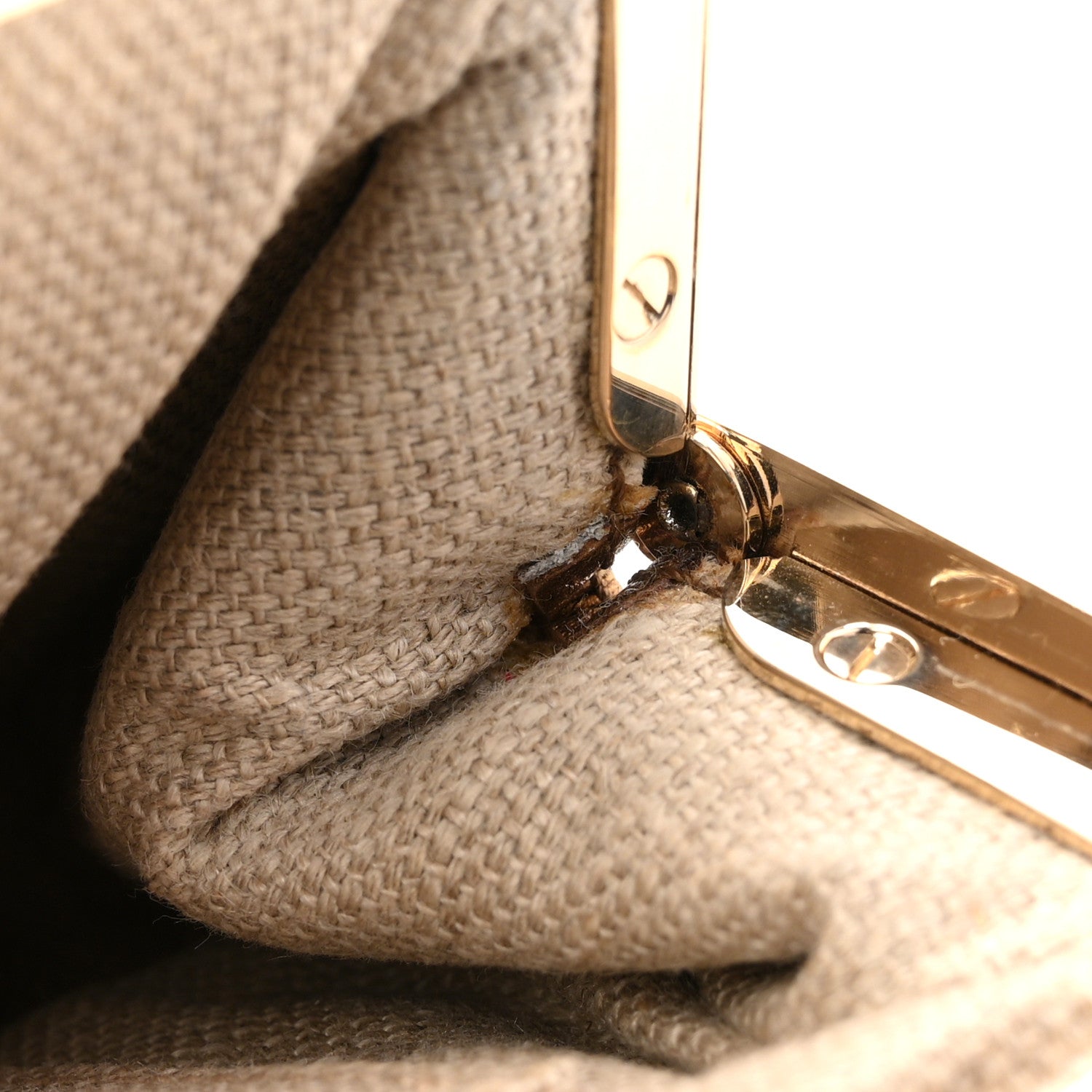 Metallic Grained Calfskin Crystal Frame Evening Bag Bronze