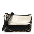 Aged Calfskin Quilted Small Gabrielle Hobo Black White