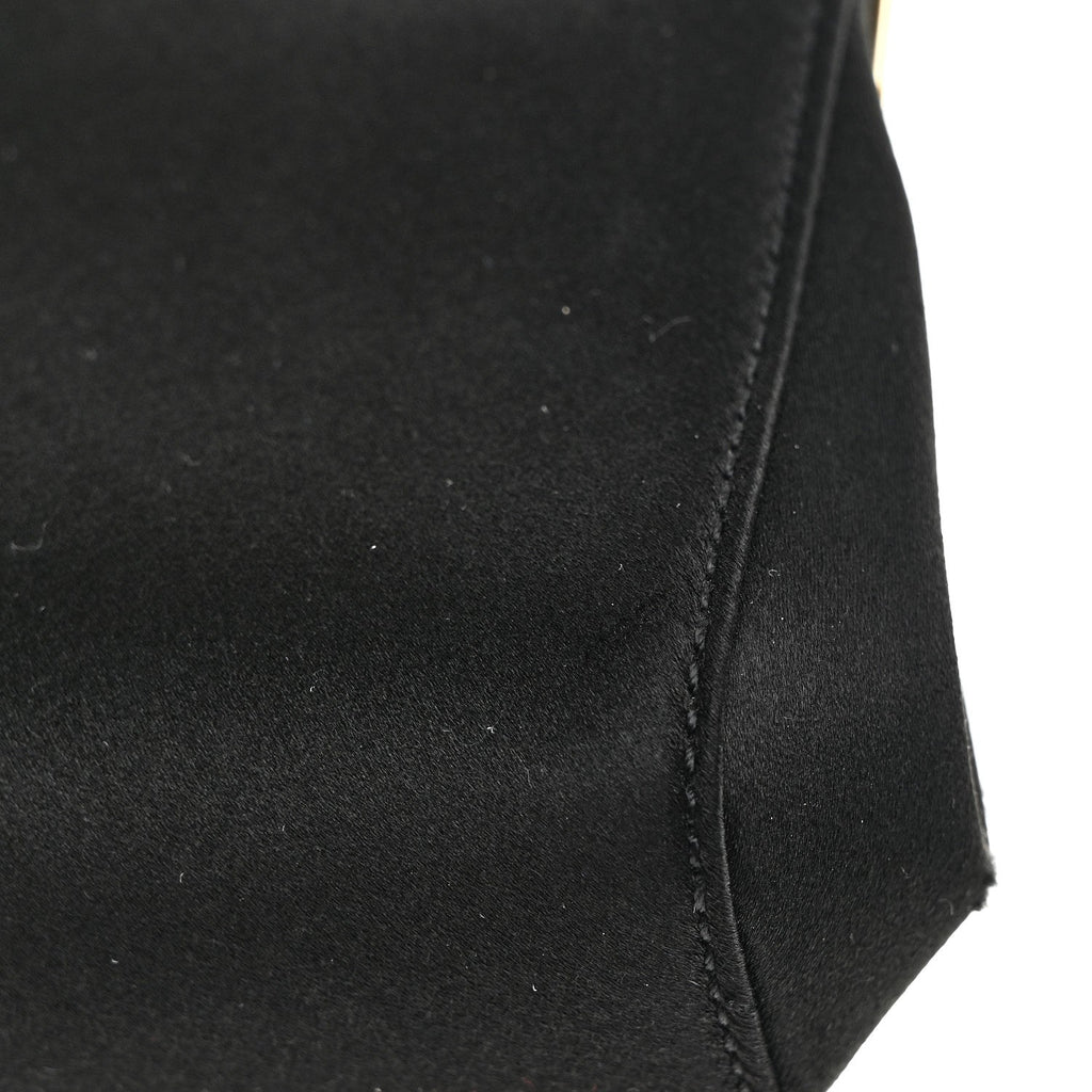 Satin Small Marlene Chain Clutch Black